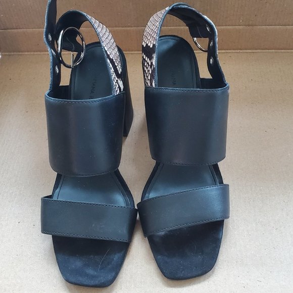 Black sandals with snakeskin detail sz 7 - Picture 2 of 7